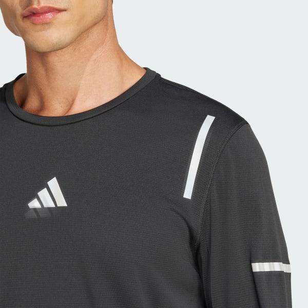 adidas Ultimate Running Reflective Long Sleeve Tee Silver Green S Mens Product Image