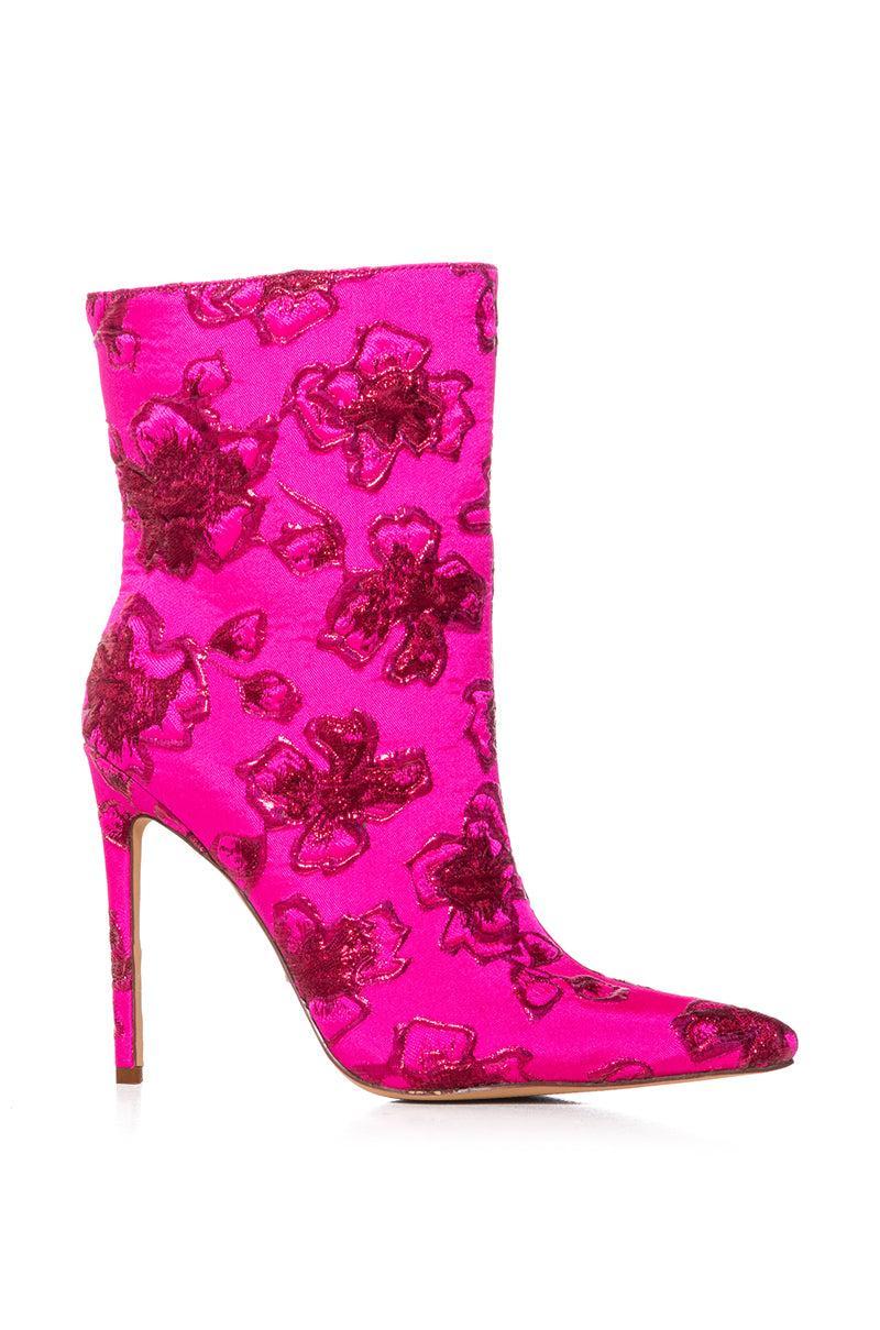 AZALEA WANG POSH PRINCESS BROCADE BOOTIE IN FUCHSIA Product Image