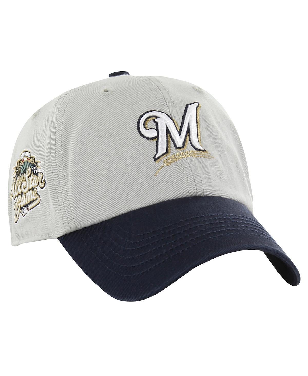 47 Brand Mens Gray/Navy Milwaukee Brewers Sure Shot Classic Franchise Fitted Hat Product Image