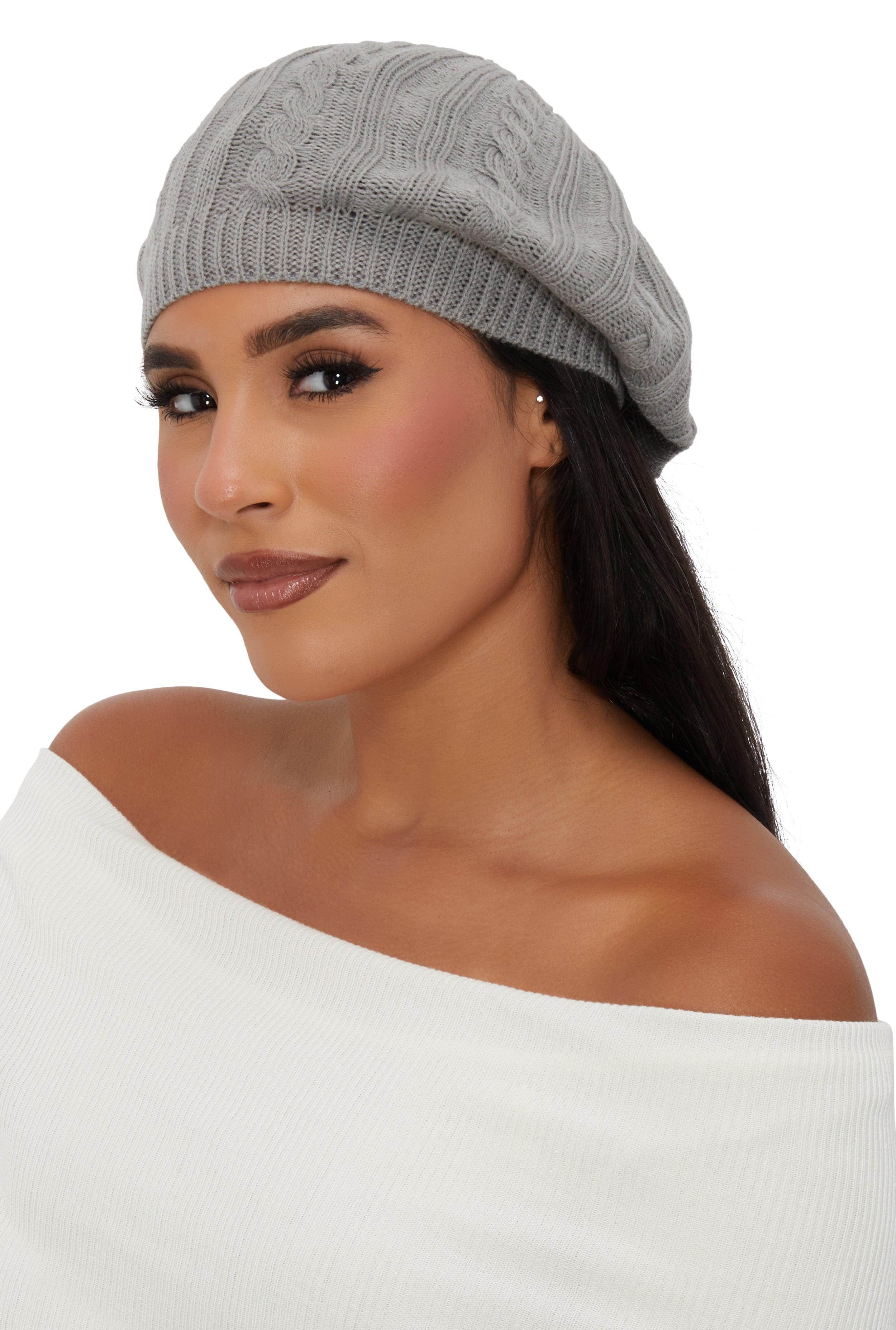 Solid Cable Knit Beret Female Product Image