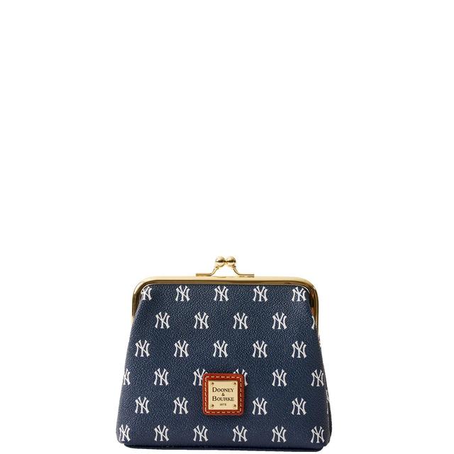 Dooney & Bourke Womens MLB Yankees Large Framed Purse in Navy, Coated Cotton Product Image