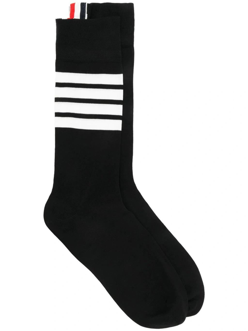 Black 4-bar Stripe Mid-calf Socks Product Image