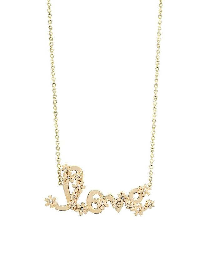 Womens 14K Yellow Gold & Diamond Love Pendant Necklace Product Image