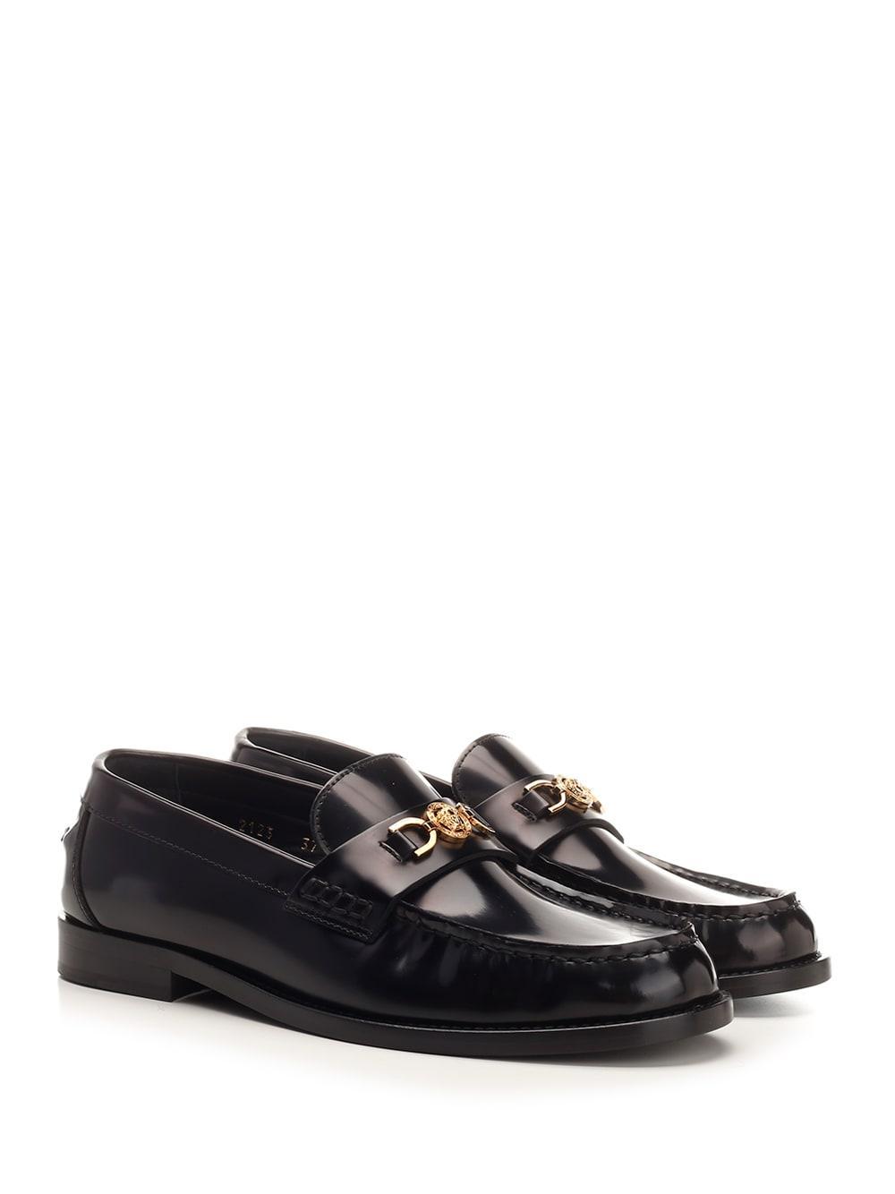 Medusa Croco Slip-on Loafers In Black Product Image