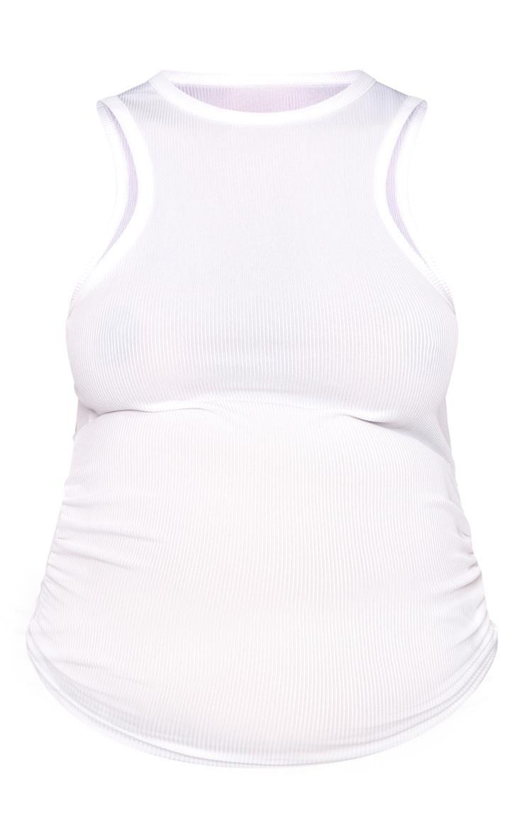 Maternity White Rib Racer Neck Tank Product Image