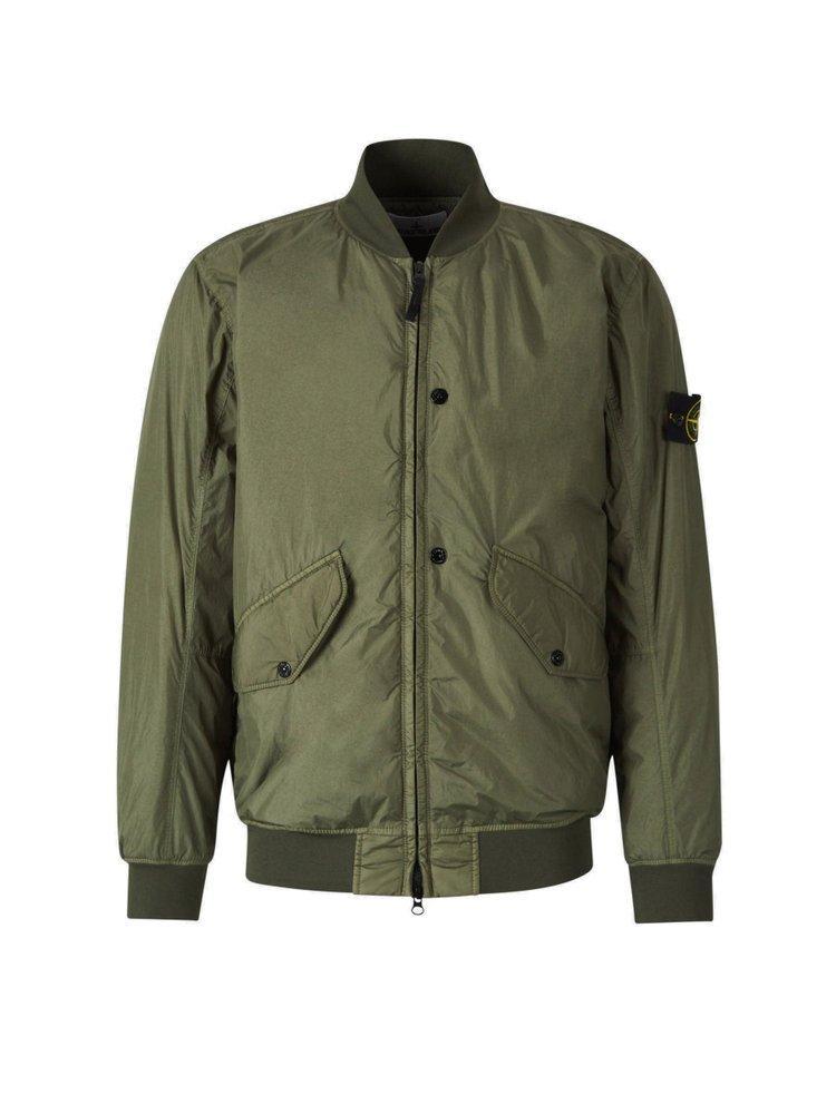 Logo Patch Bomber Jacket In Dark Green Product Image