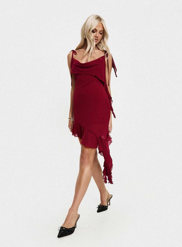 Dacian Mini Dress Burgundy Product Image