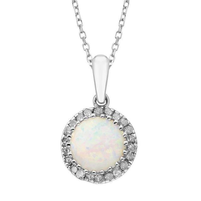 Lab-Created Opal & 1/8 Carat T.W. Diamond 10k Rose Gold Pendant Necklace, Womens Multicolor Product Image