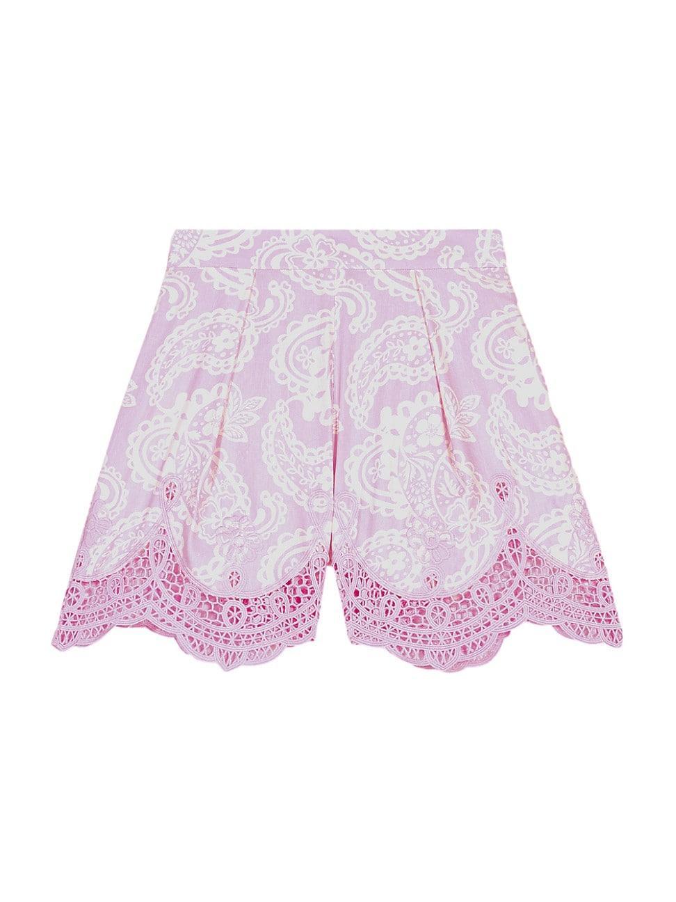 Womens Patterned Linen Shorts Product Image