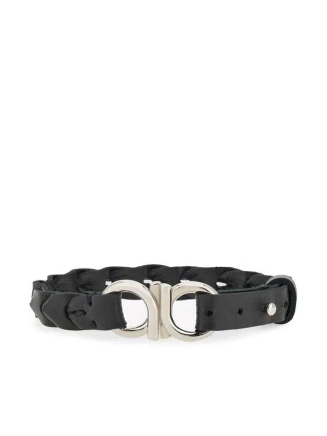 FERRAGAMO Gancini Braided Bracelet In Black Product Image