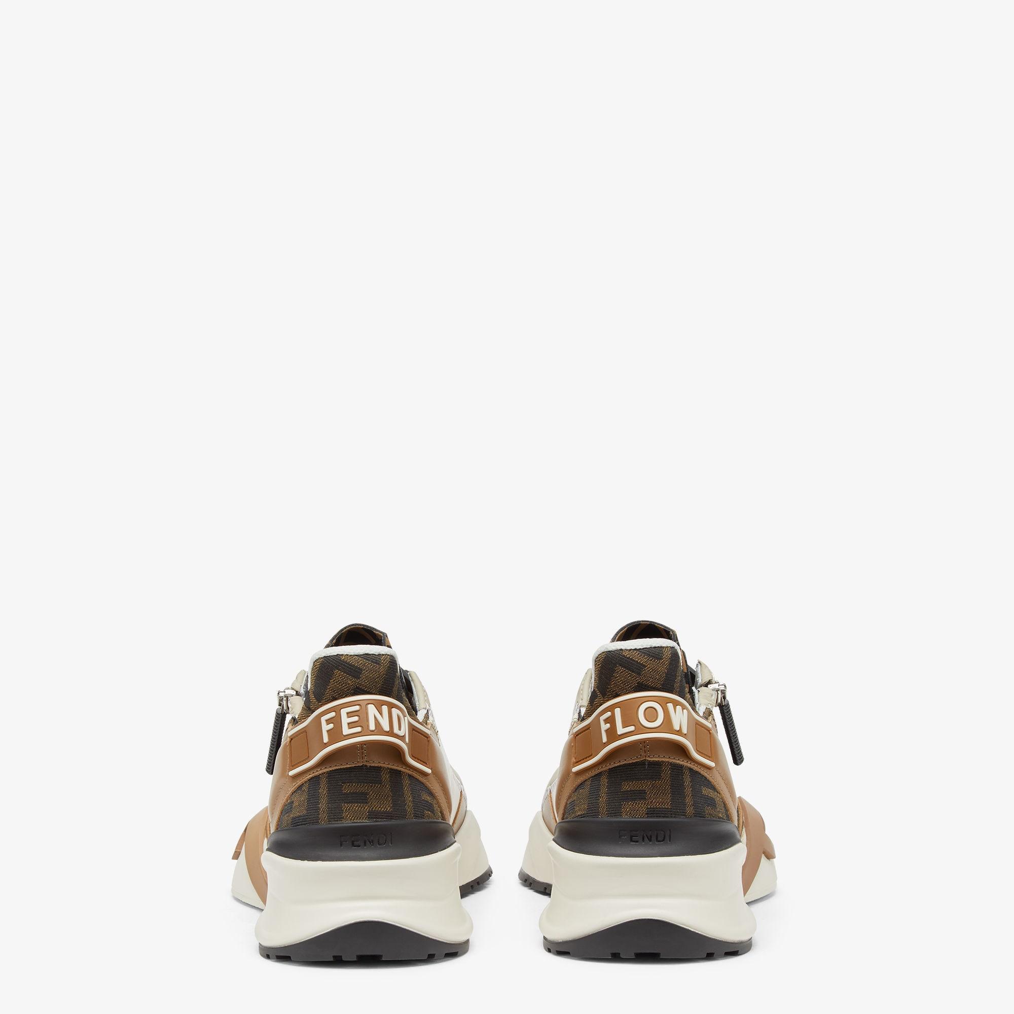 Fendi Flow SneakersBrown leather and brown FF jacquard running shoes Product Image