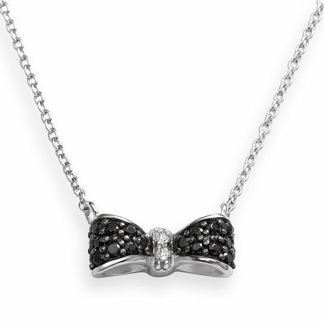 Sophie Miller Sterling Silver Black & White Cubic Zirconia Bow Necklace, Womens Product Image