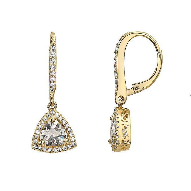 Sterling Silver Cubic Zirconia Triangle Drop Earrings, Womens, Two Tone Product Image