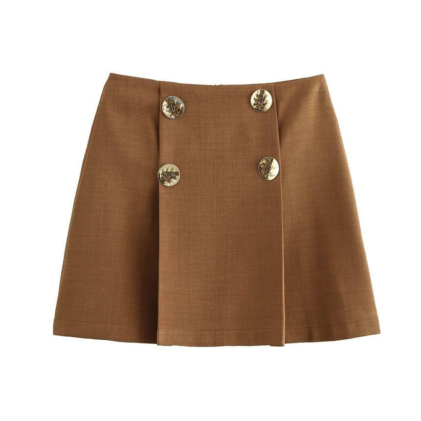 High Waist Plain Mini Skirt Product Image