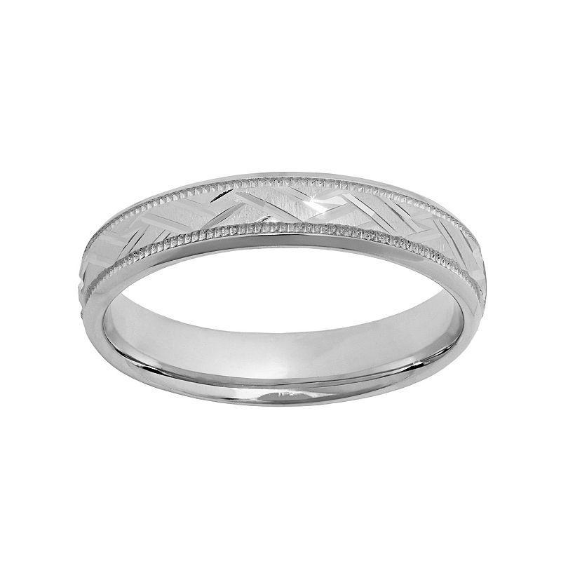 Sterling Silver Basket Weave Wedding Ring, Mens Grey Product Image