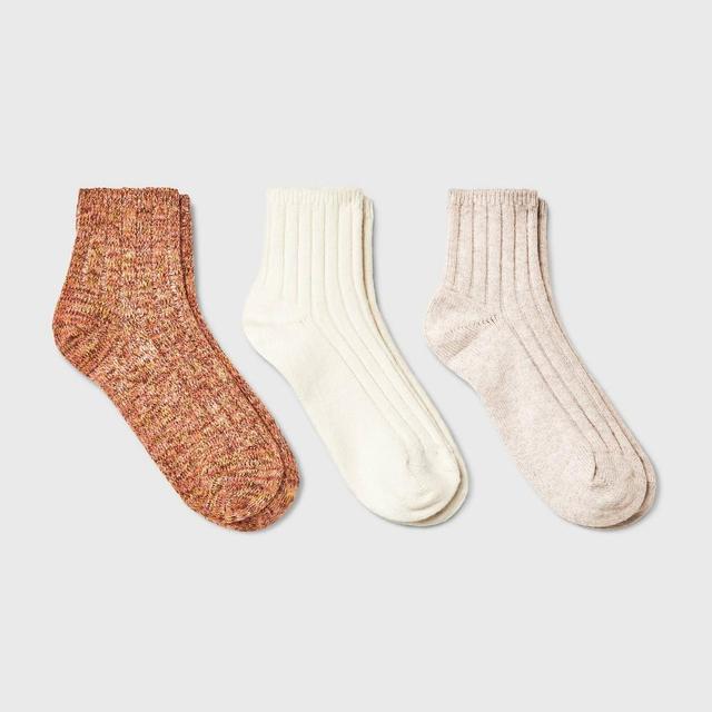 Womens Four Color Marled and Solid Ribbed 3pk Ankle Socks - Universal Thread 4-10 Product Image