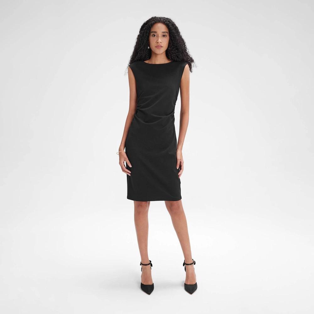 Womens Knit Cap Sleeve Bodycon Dress - A New Day Black XL Product Image