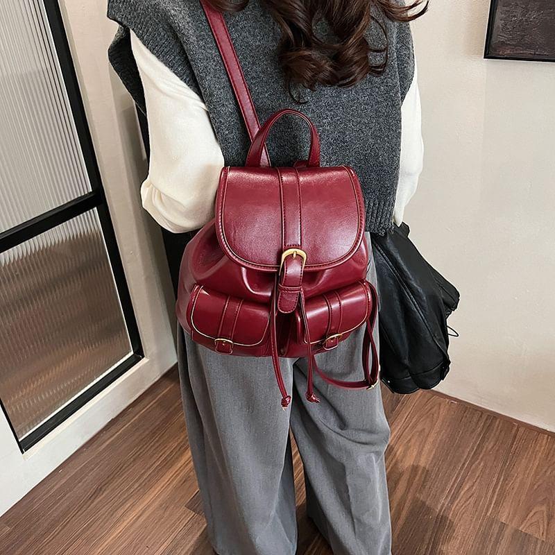 Multi-Pocket Faux Leather Backpack product image