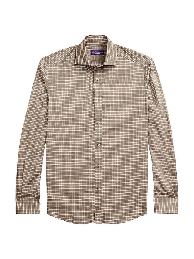 Mens Plaid Cotton Long-Sleeve Shirt Product Image