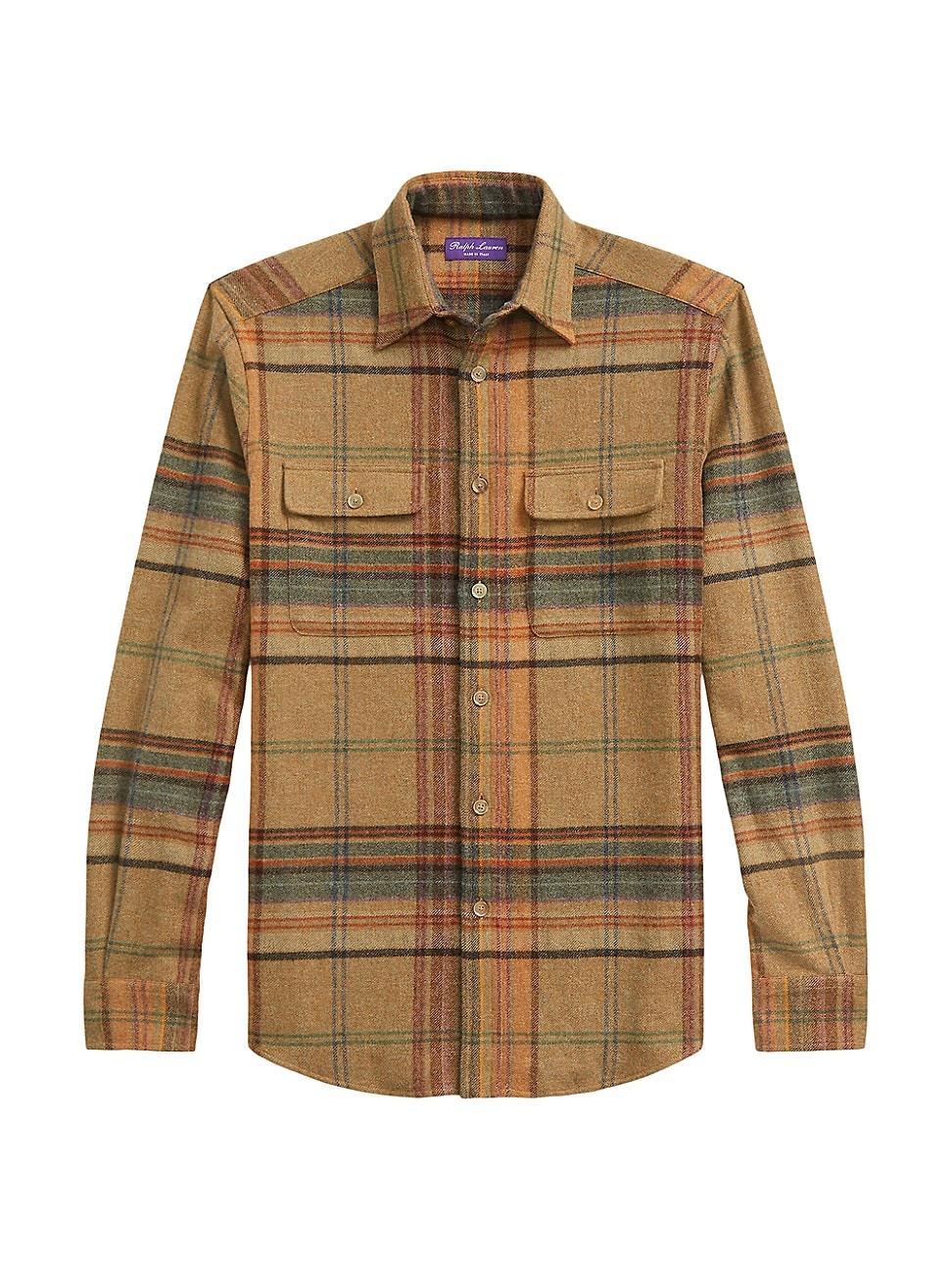 Mens Plaid Wool Long-Sleeve Sport Shirt Product Image