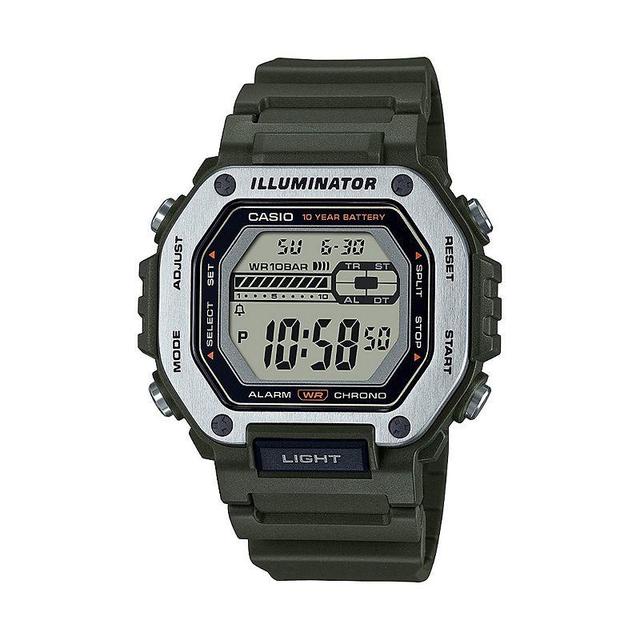 Casio Unisex Illuminator Digital Watch - MWD110H, Mens Green Product Image