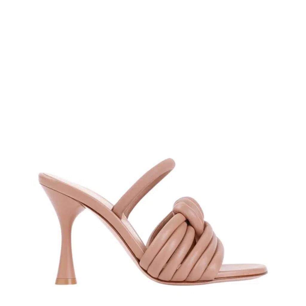 GIANVITO ROSSI Pink Leather Slip On Heels Product Image