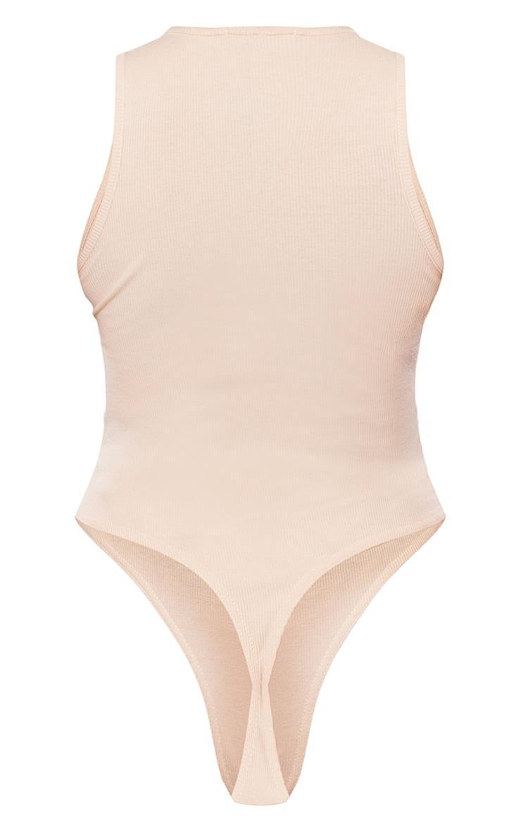 Stone Soft Ribbed Racer Bodysuit Product Image