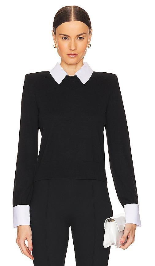 L AGENCE April Poplin Collar Pullover Top In Blackwhite Product Image