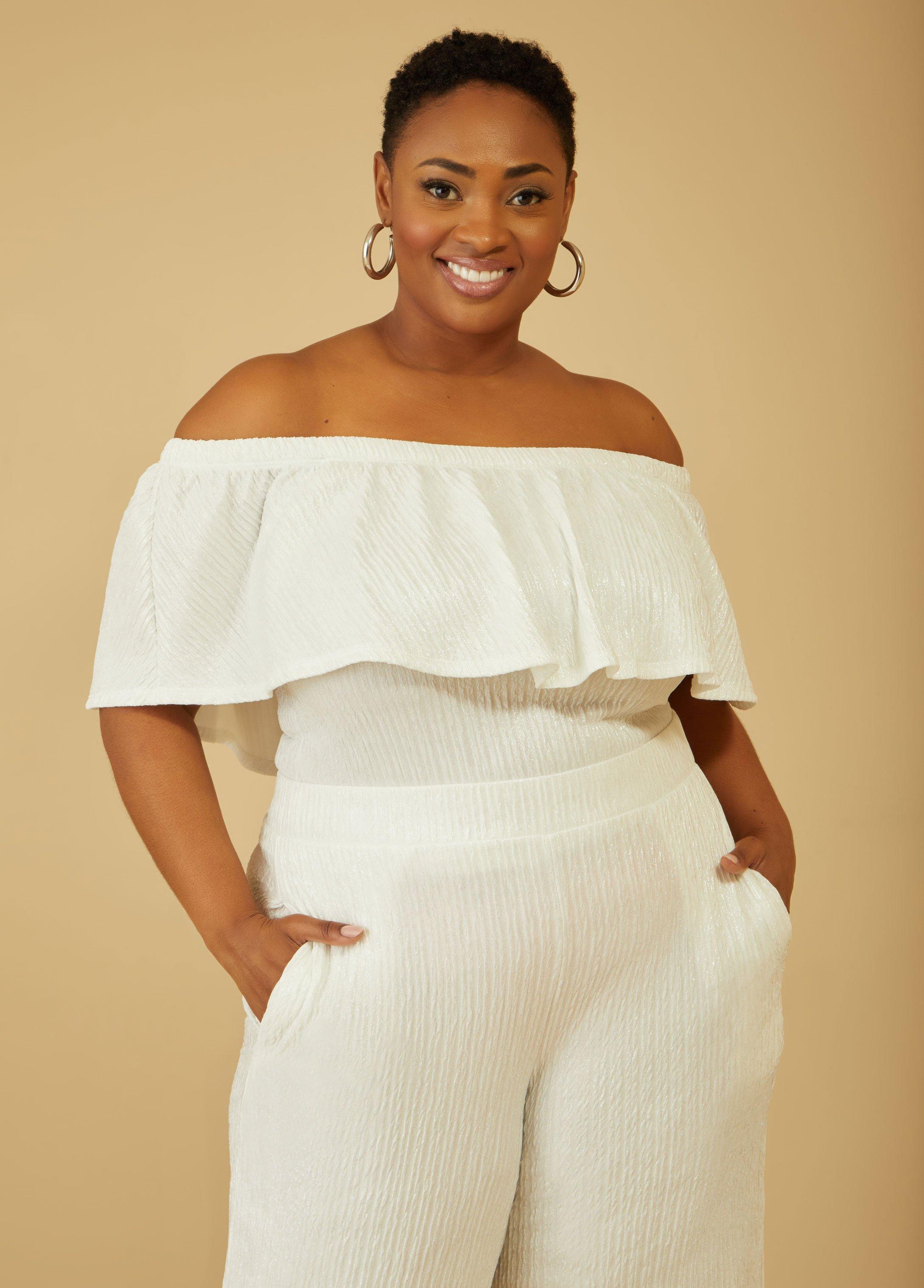 Plus Size Metallic Off The Shoulder Top Ashley Stewart product image