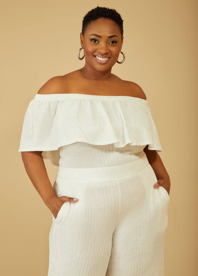 Plus Size Metallic Off The Shoulder Top Ashley Stewart Product Image