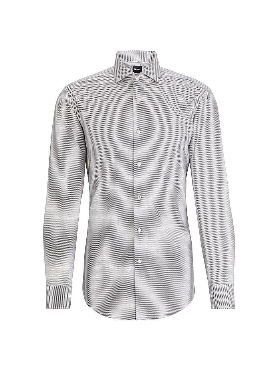 Mens Slim-Fit Shirt in Easy-Iron Structured Stretch Cotton Product Image