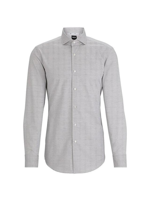 Mens Slim-Fit Shirt in Easy-Iron Structured Stretch Cotton Product Image