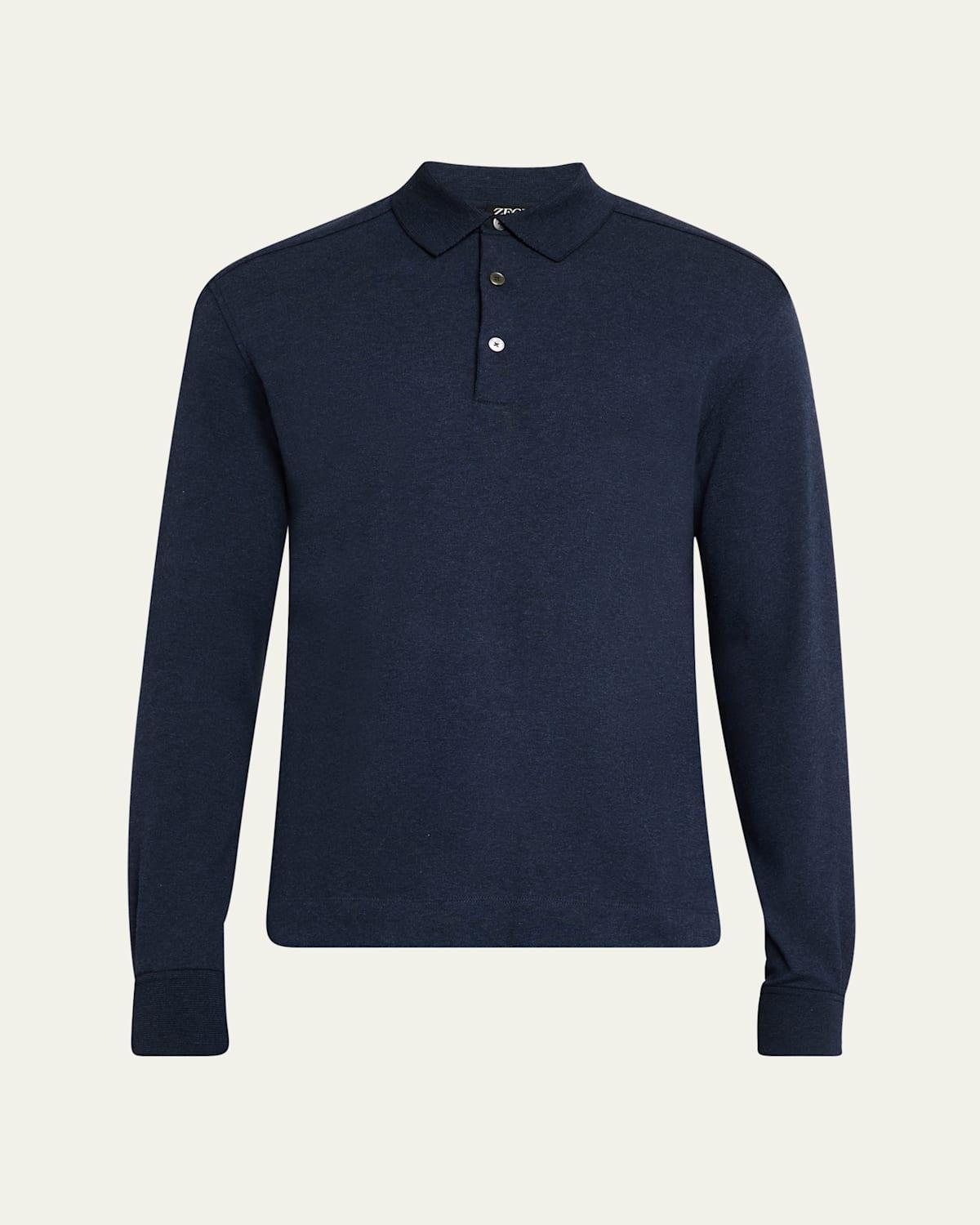 Mens Birdseye Cotton Long-Sleeve Polo Shirt Product Image