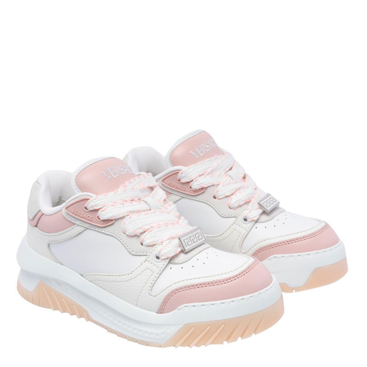 White And Pink Sneakers In 白色 Product Image