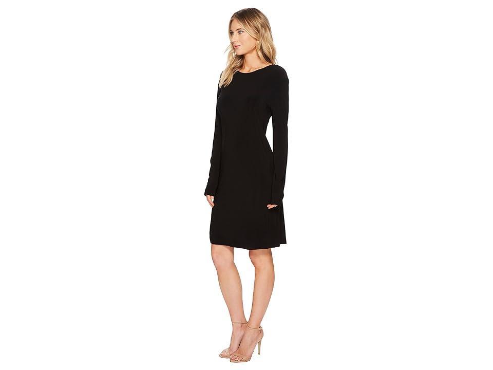 Norma Kamali Long Sleeve Crew Dress To Knee (Black) Women's Dress Product Image