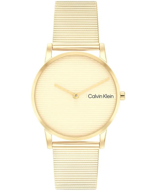 Calvin Klein Womens Ck Feel Gold-Tone Stainless Steel Mesh Watch 30mm - Gold Product Image