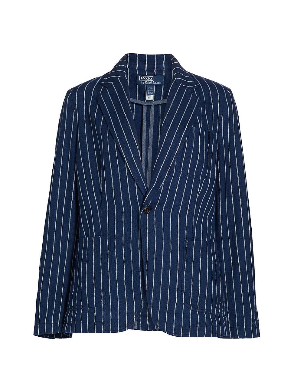 Womens Pinstriped Linen-Cotton Twill One-Button Blazer Product Image