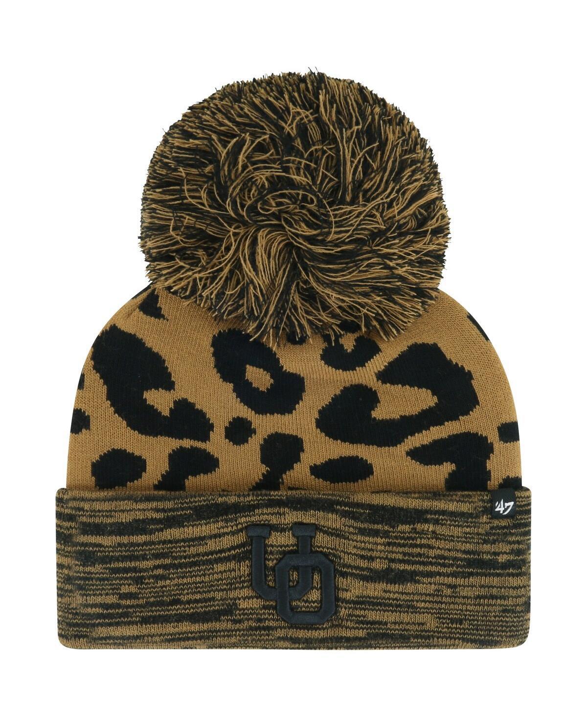 Womens 47 Brand Brown Oregon Ducks Rosette Cuffed Knit Hat with Pom Product Image