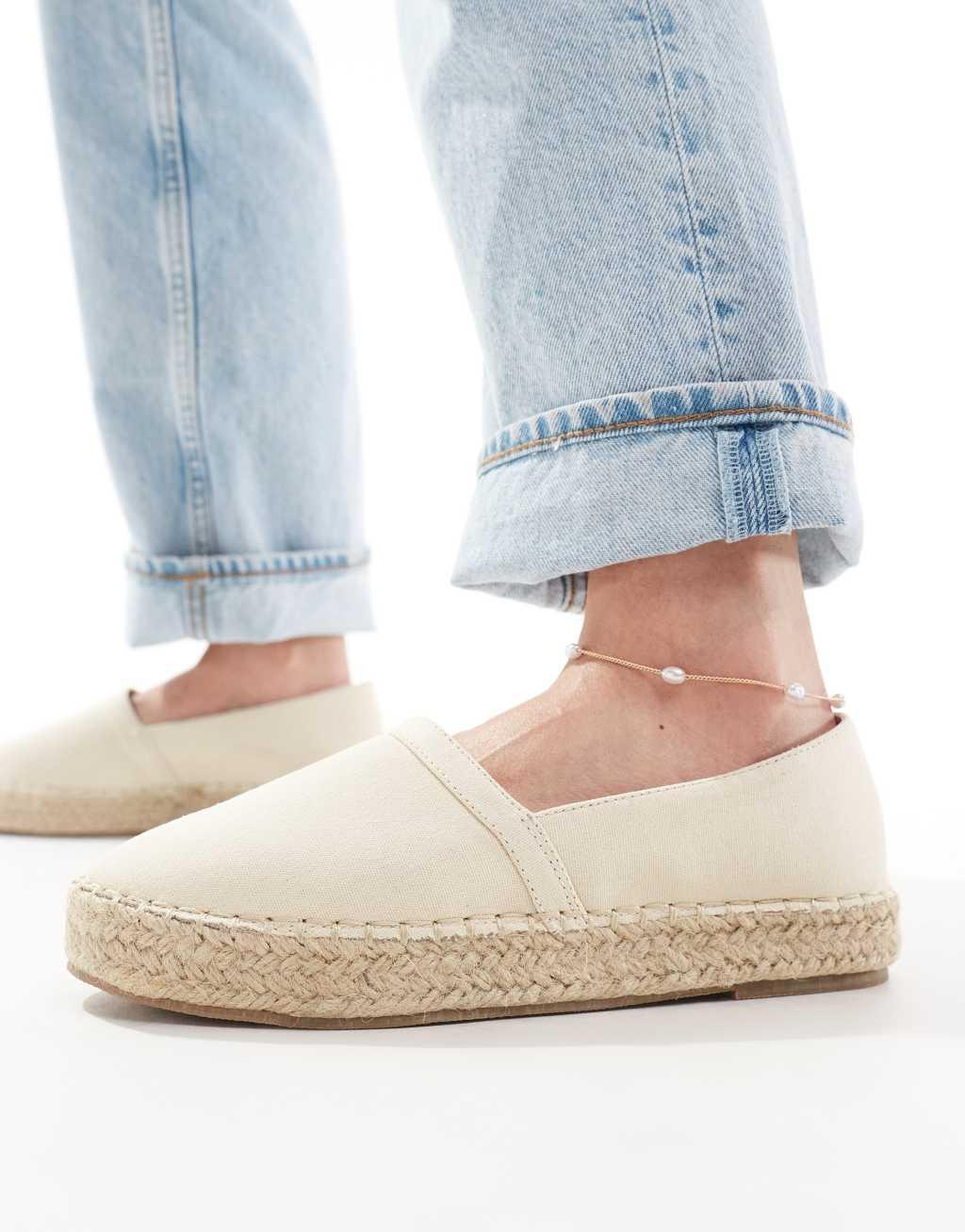 Truffle Collection stud detail espadrilles in beige Product Image