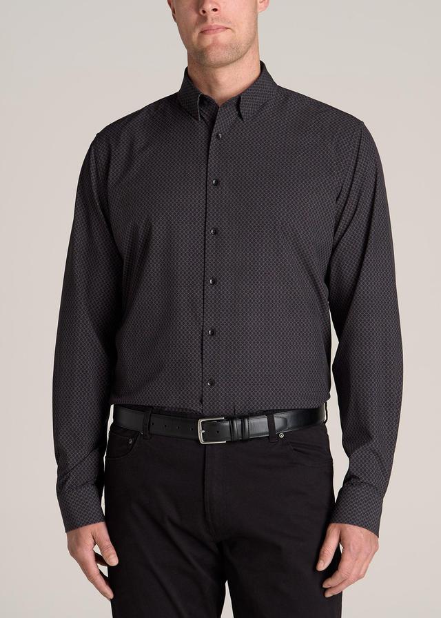 Traveler Stretch Dress Shirt for Tall Men in Black Multi Product Image