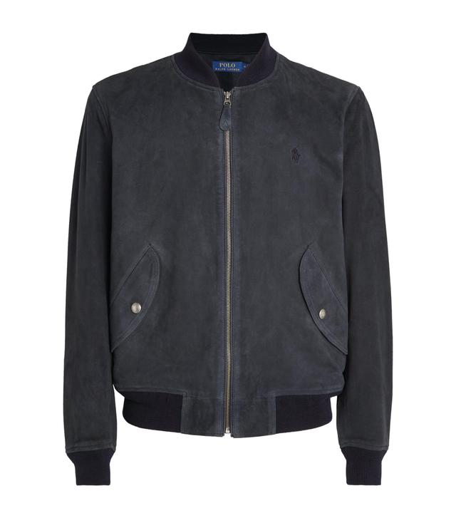 POLO RALPH LAUREN Suede Bomber Jacket In Navy Product Image