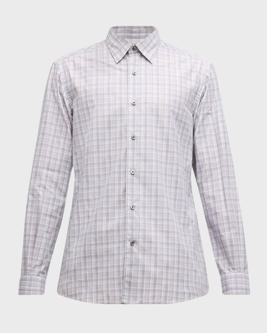 Mens Centoquaranta Plaid Twill Sport Shirt Product Image