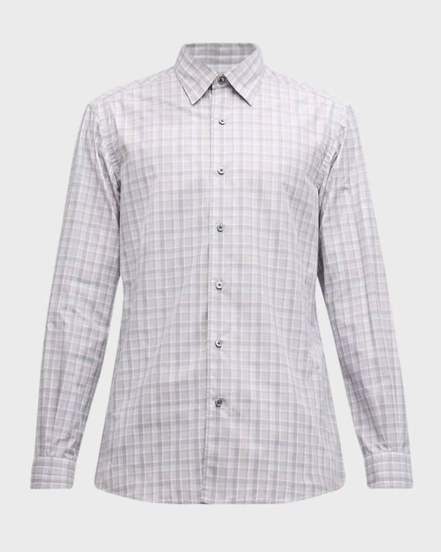 Men's Centoquaranta Plaid Twill Sport Shirt Product Image