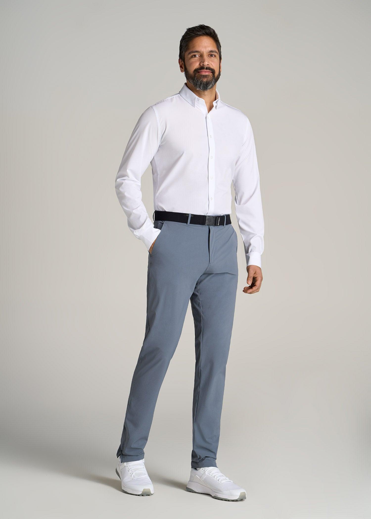 Traveler Stretch Dress Shirt for Tall Men in White Male Product Image