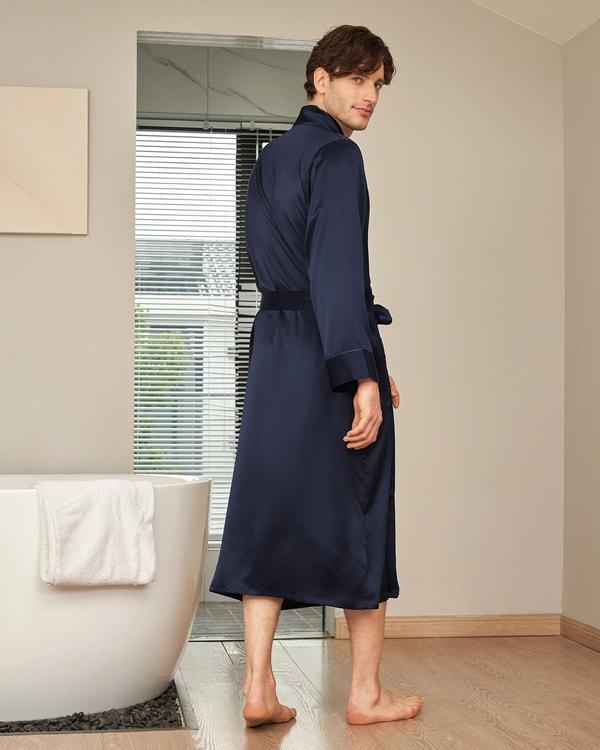 22 Momme Lapel Collar Long Silk Robe Product Image