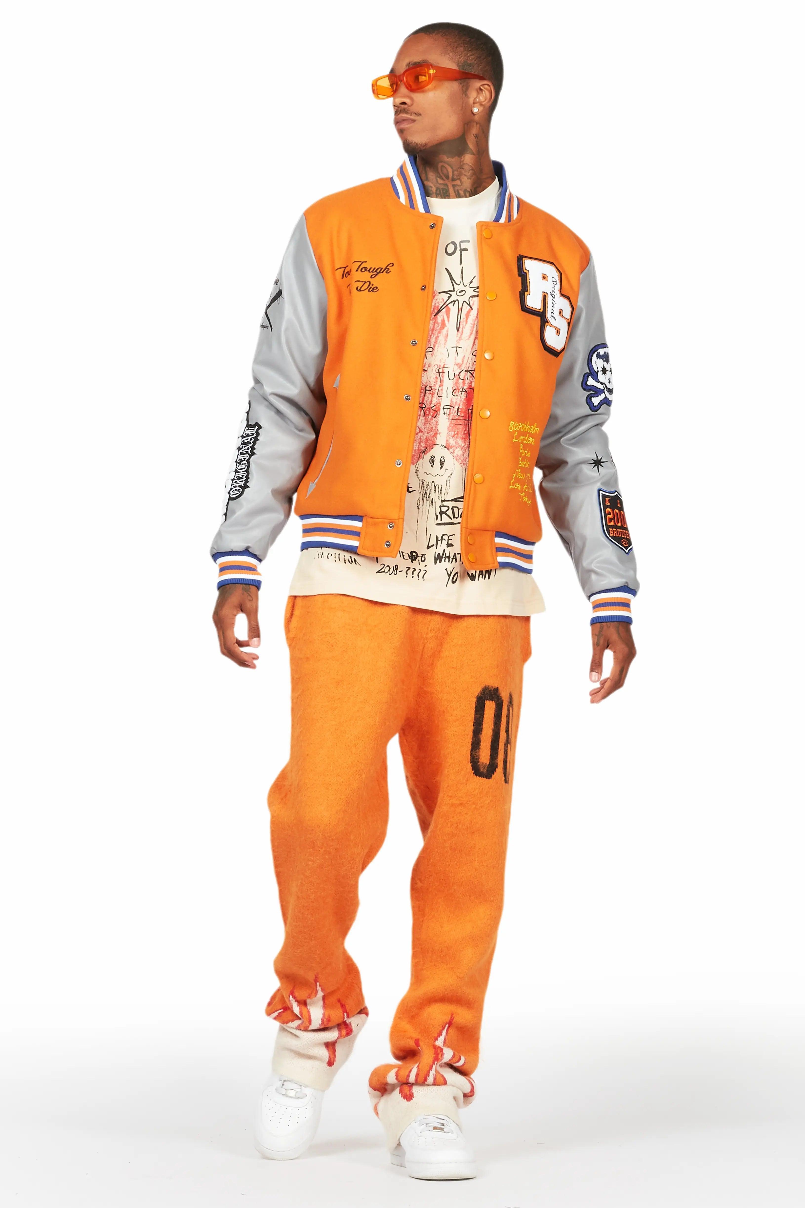 Holger Orange/Cream Graphic Stacked Flare Mohair Track Pant Male Product Image