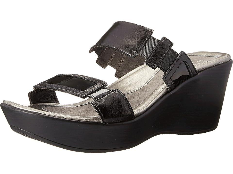 Naot Treasure Madras Leather/Black Patent Leather) Women's Wedge Shoes Product Image