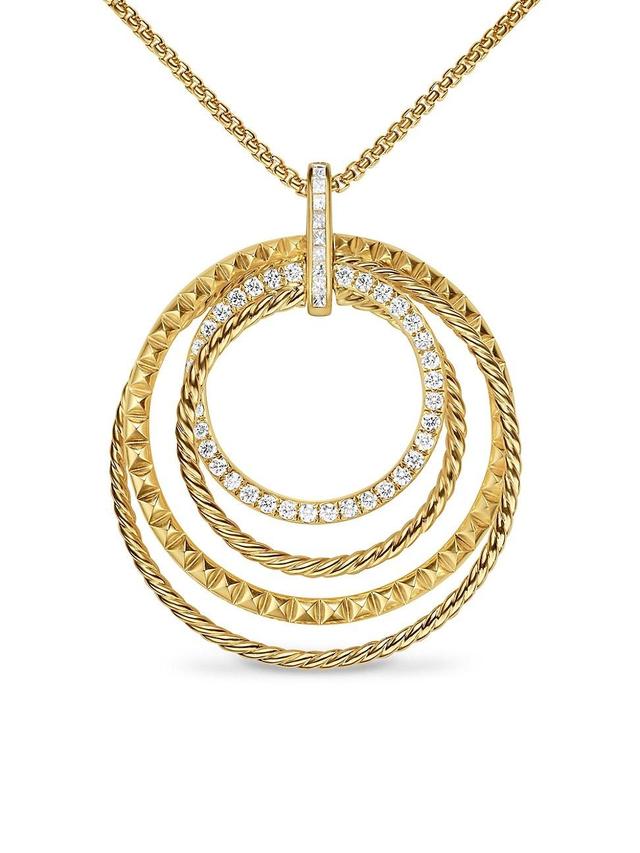 Womens Crossover Trio Pendant Necklace in 18K Yellow Gold with Diamonds, 39.5MM Product Image