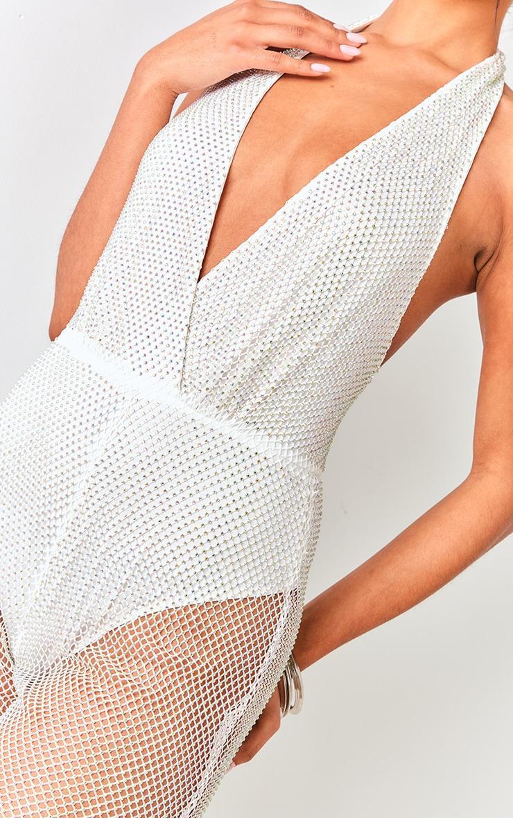 White Diamante Halterneck Jumpsuit Product Image