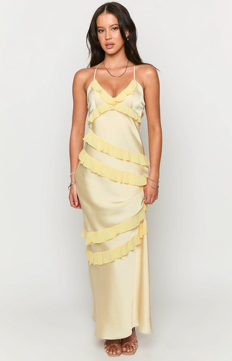 Inara Yellow Ruffle Maxi Dress Product Image